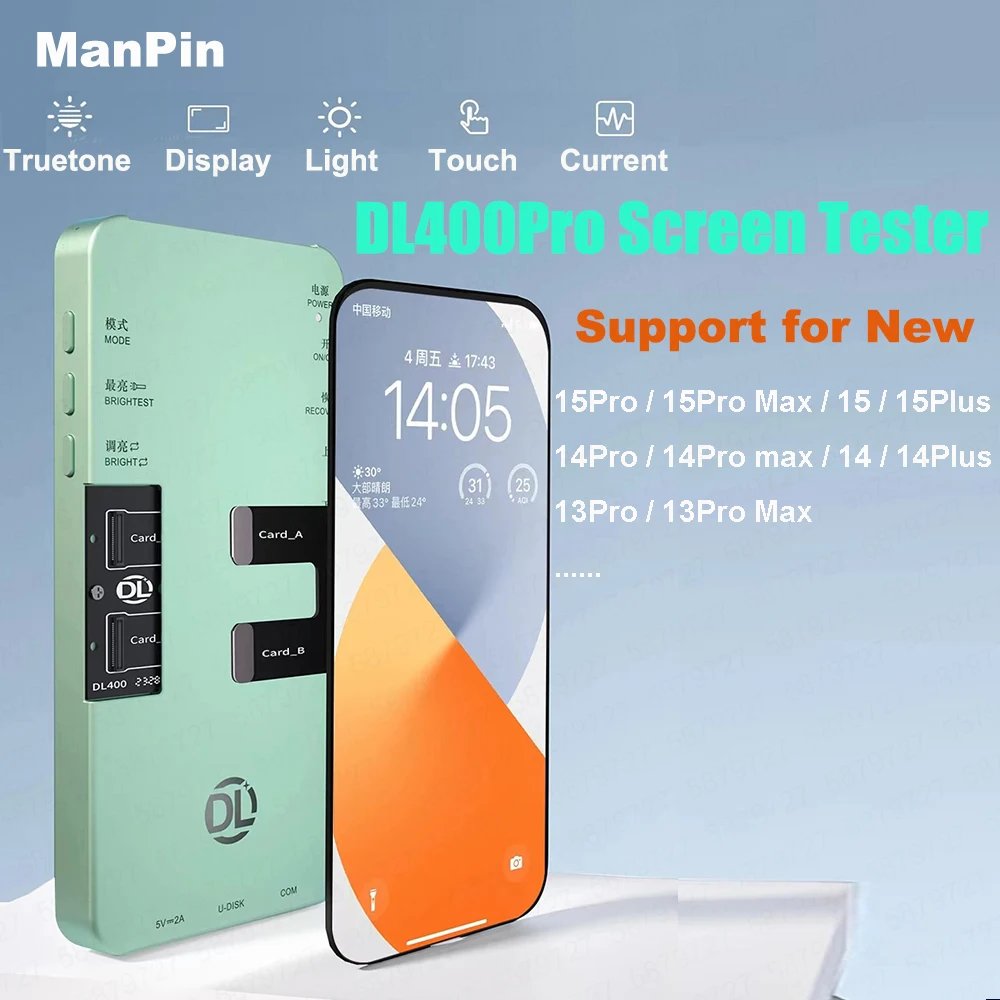 DL400Pro 스마트 스크린 테스트, 15Pro Max 14Pro 13, 아이폰 iWatch 삼성 화웨이 디스플레이 터치 테스터, 트루 톤 전류 전압