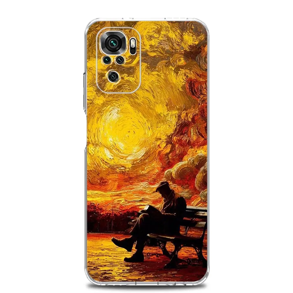 Clear Cat Van Gogh Starry Sky TPU Phone Case Cover