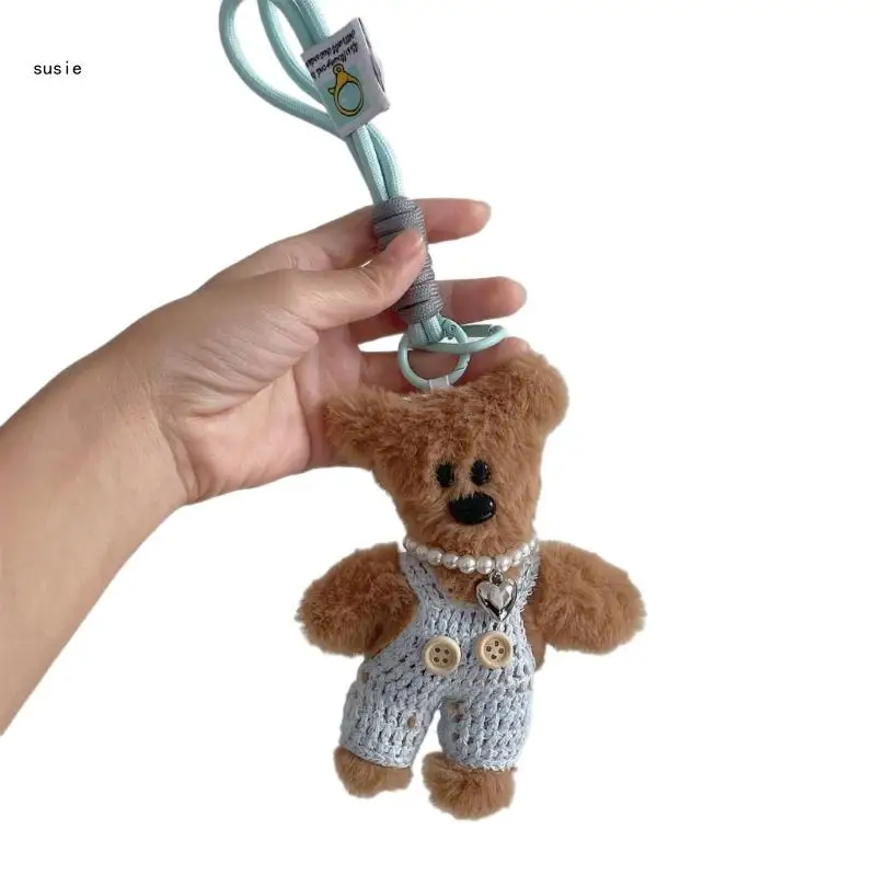 

X7YA Bear Plush Keyrings Plush Dolls Keychains Pendants Maillard Bag Pendant