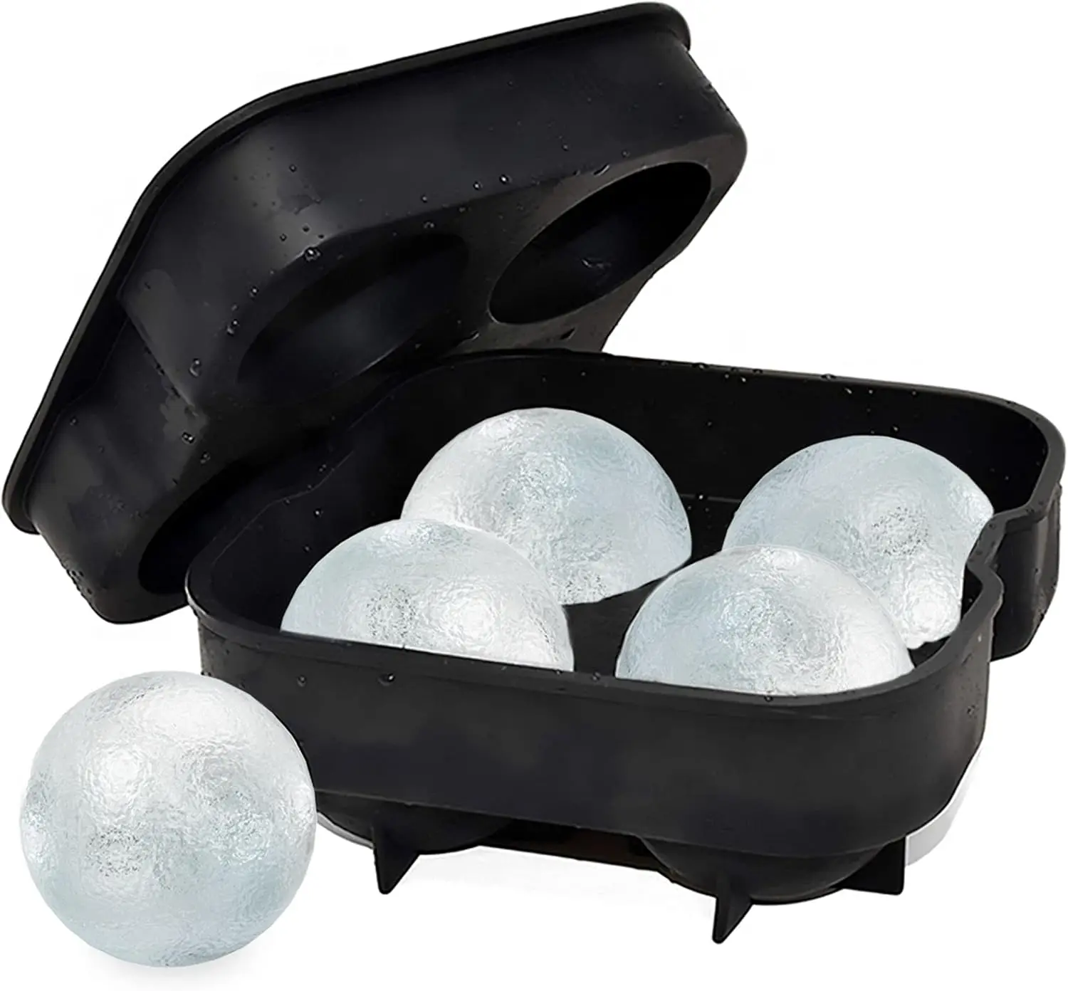 Ice Molds-Silicone Cube Tray With Lid-Easy Fill Release Ice Maker-Great Parties Events Whiskey Beverage Chilling Balls Sphere