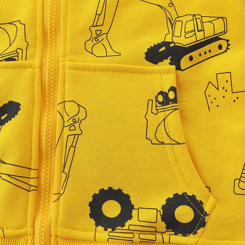 Autumn Baby Boys Clothes Zipper Hoodies Cartoon Excavators Sweatshirt Jacket Kids Clothes Children's Clothing