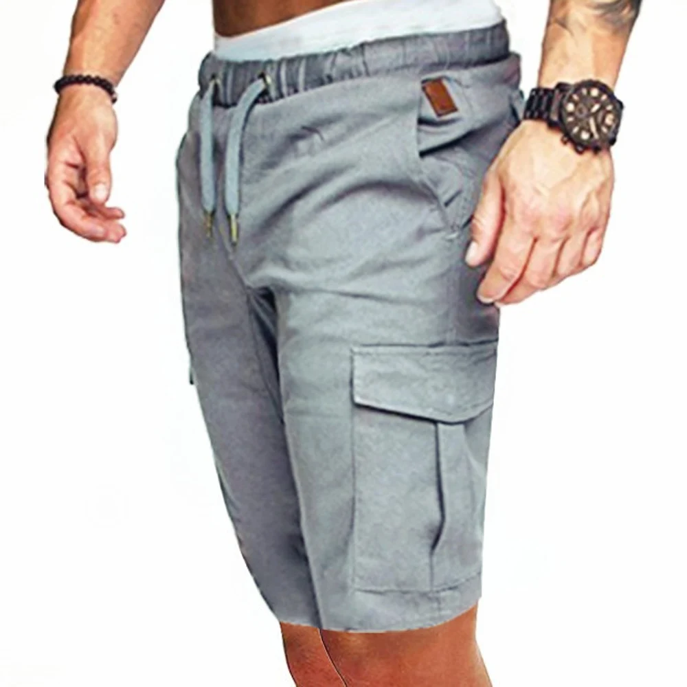 Men Summer Drawstring Shorts Cargo Trousers