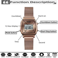 Skmei Women Bracelet Dress Watches Luxury Brand Stainless Steel Strap Fashion Waterproof Digital Chronograph Wristwatch - Image 2