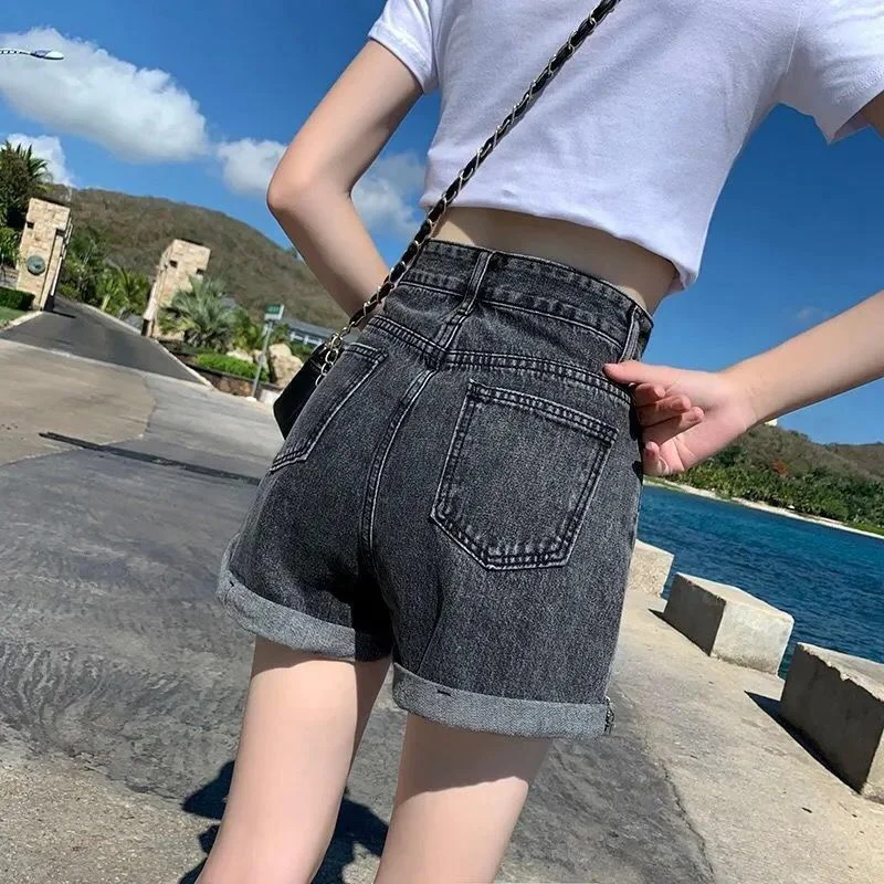 nike pro shorts Chic Streetwear High Waist Shorts Denim De Mujer Pocket Summer Short Jeans Feminino Women Gray Pants Sexy Hot Girls Estate Donna women's swim shorts