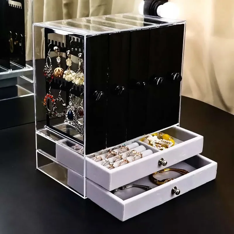 

Multifunctional Jewelry Box Dustproof Display Stand Three-dimensional Large Capacity Necklace Earring Storage Box