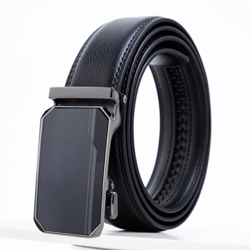 New Men's Belt Trend Automatic Buckle Cowhide Belt High-end Business Korean Version of Middle-aged and Young Men's Belt