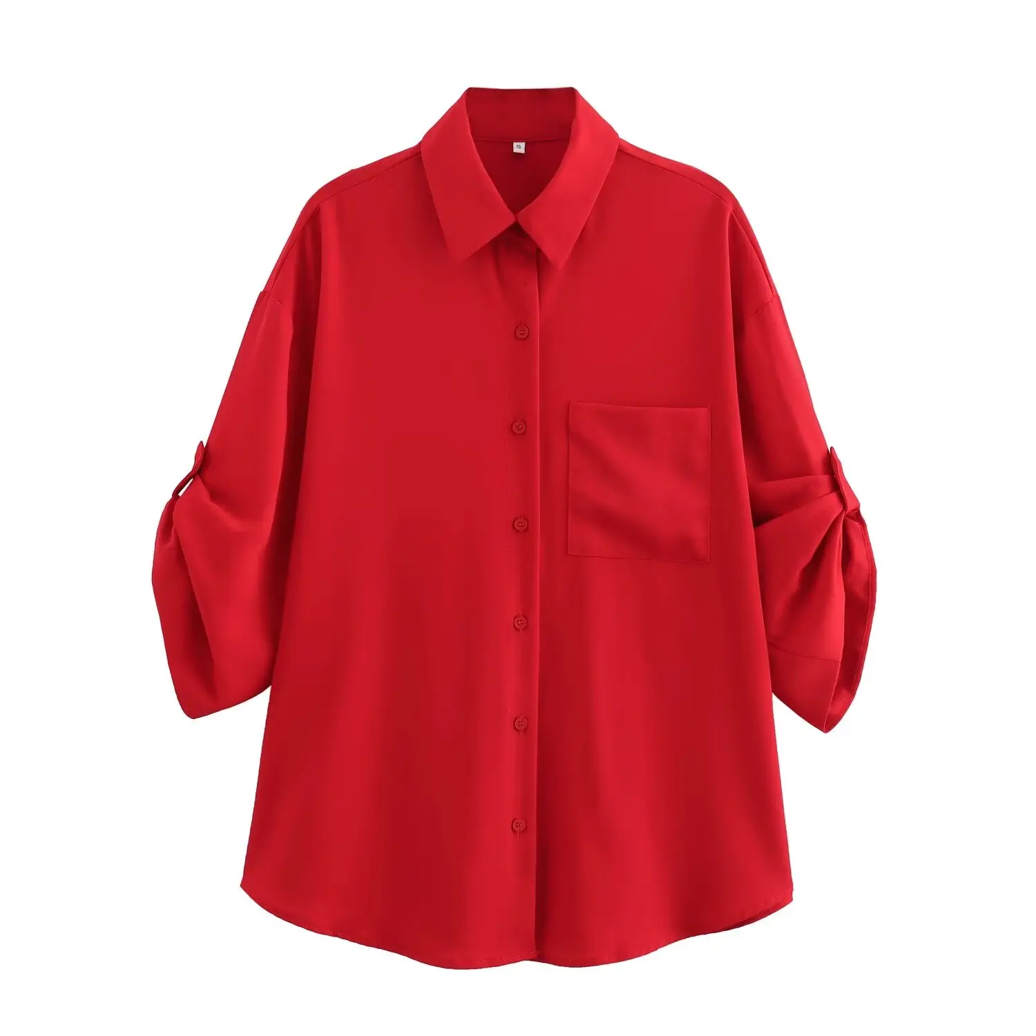 thumbnail image 1 of HH TRAF Blusa de un solo pecho con bolsillos y mangas cortas con cuello vuelto de color liso elegante para mujer 2024 Camisas casuales para mujer, 1 of 5