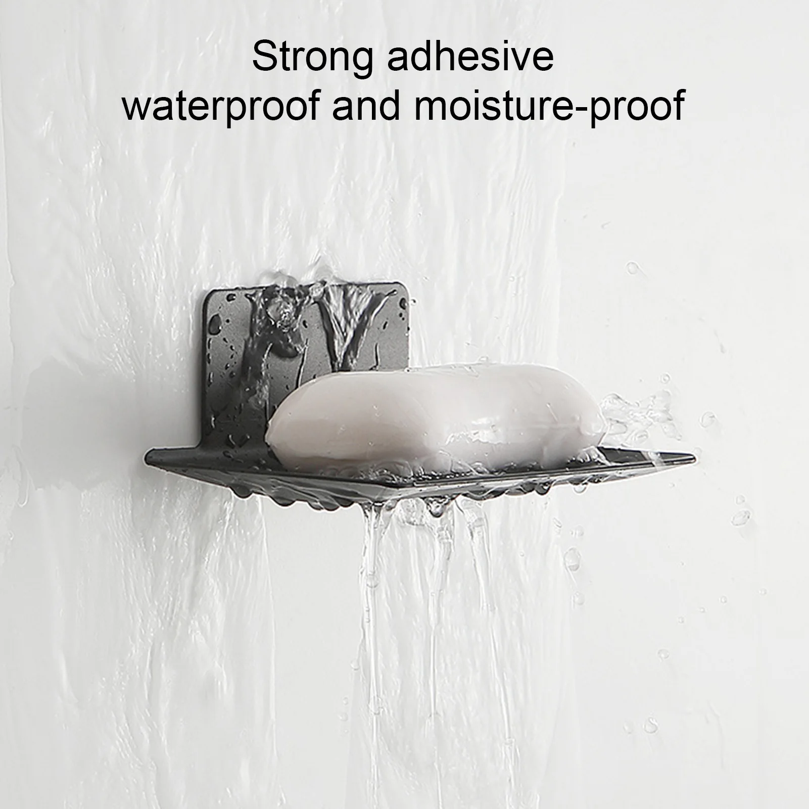 Soap Dish Shower Waterfall Black Stainless Steel Soap Tray Self Adhesive Bar Soap Holder with Drain for Shower Bathroom Kitchen 2
