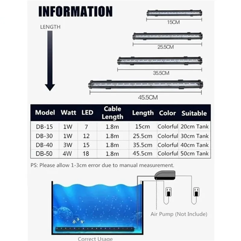 Aquarium LED Strip Light Submersible Waterproof For Tank Decoration