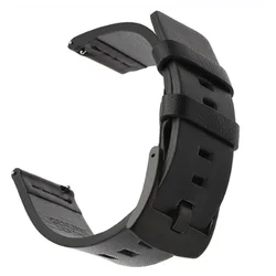 Elegant 22mm Leather Smart Watch Band Bracelet - Premium Wristband Replacement Strap for 22mm (Black bk)