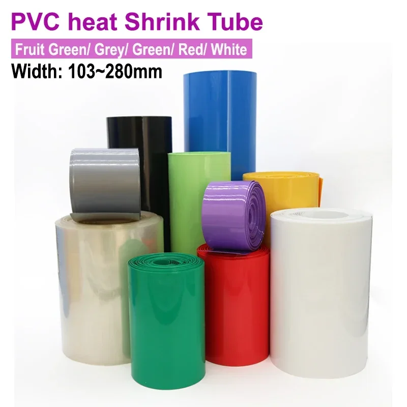 

2/5/20M PVC Heat Shrink Tube Battery Sleeve Sheath Width103~280mm Shrink Film of Various Sizes Black Blue Shrink Wrap
