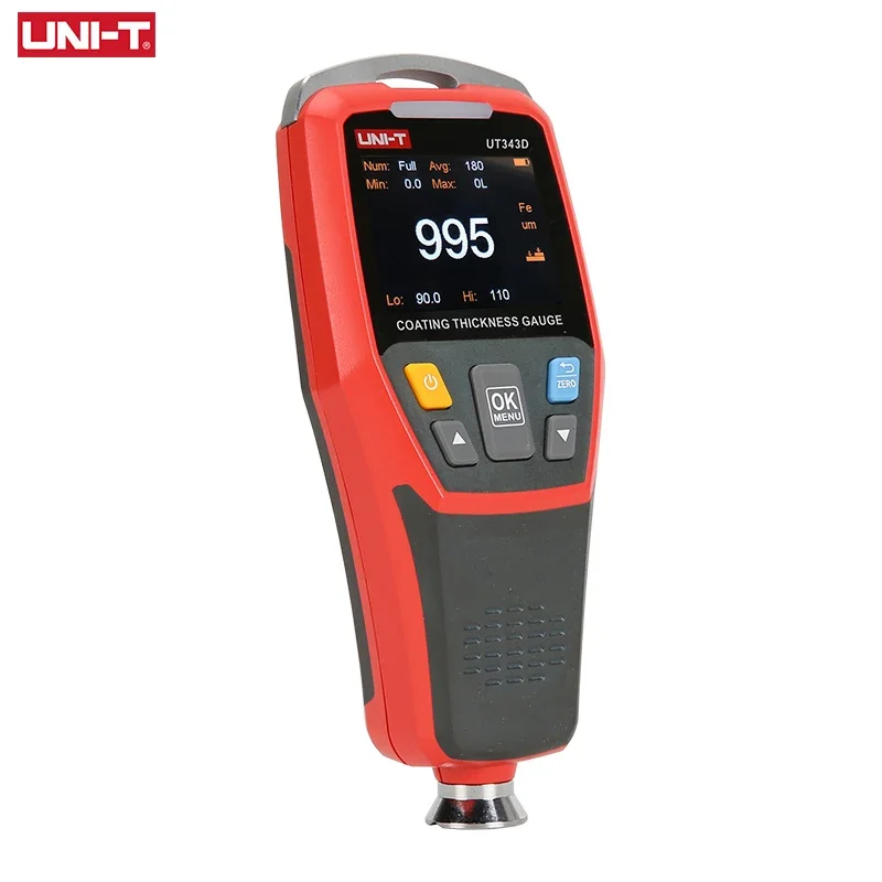 UNI-T UT343D Coating Thickness Gauge LCD Backlight 320 x 240 Pixels Digital FE/NFE Metal Car Paint Thickness Tester Meter Paint Coating Meter Paint Thickness Gauge Thickness Gauge