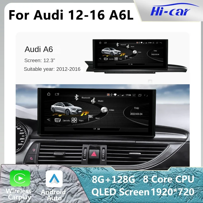 

HiCar Audi 12.3-inch Original Car Style Is Designed for Audi 12-16 A6L DSP Navigation Car Radio Wireless CarPlay Android Auto