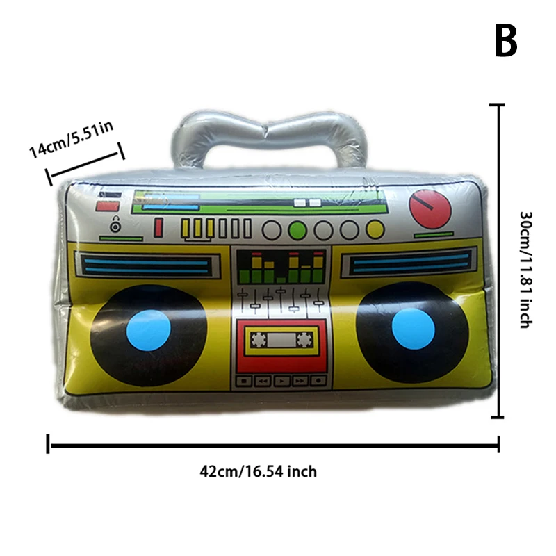 Caja de Boom de Radio inflable divertida, globos inflables de PVC,  accesorios para fotomatón, grabadora de Radio inflable para 80s, 90s,  decoración de fiesta - AliExpress