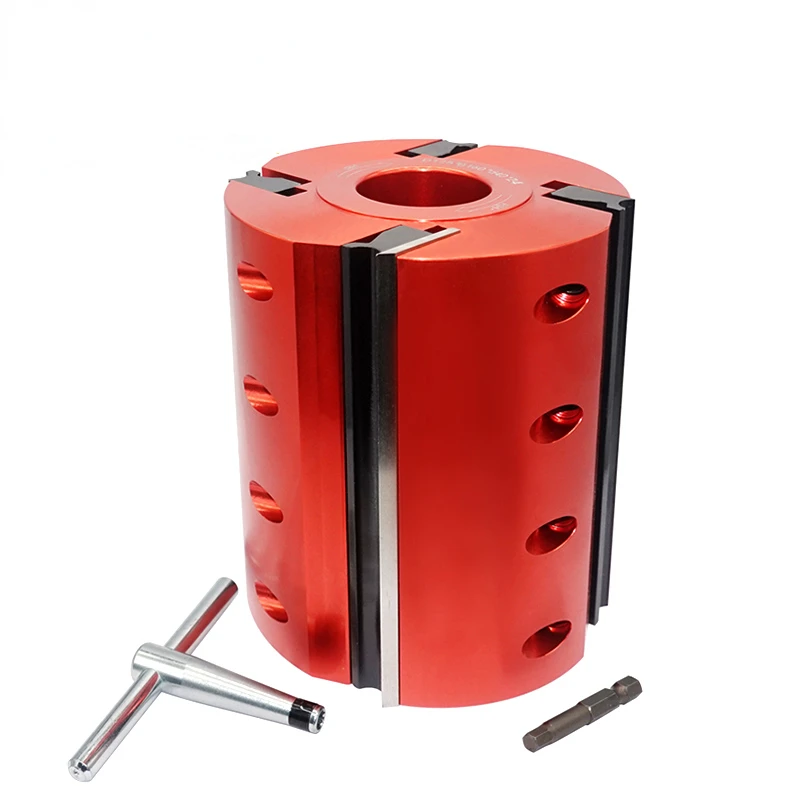 

125mm Dia Woodworking Straight Knife Cutterhead with Changeable Planer Blade Four-side Moulder Head for Wood