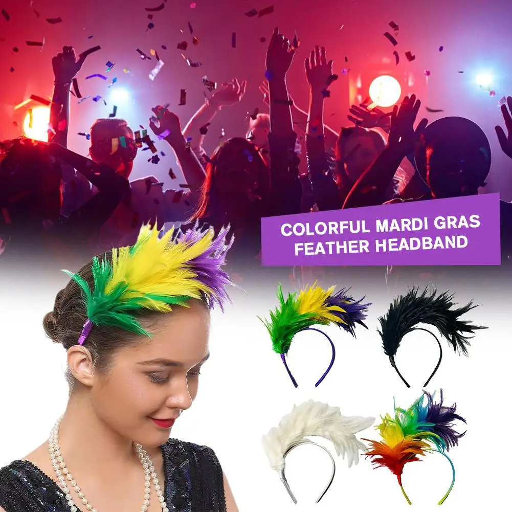 

1pc Colorful Mardi Gras Feather Headband Adult Costume Stage Performances Hair Festive Party Accessories Carnival Decoratio Z1Y1