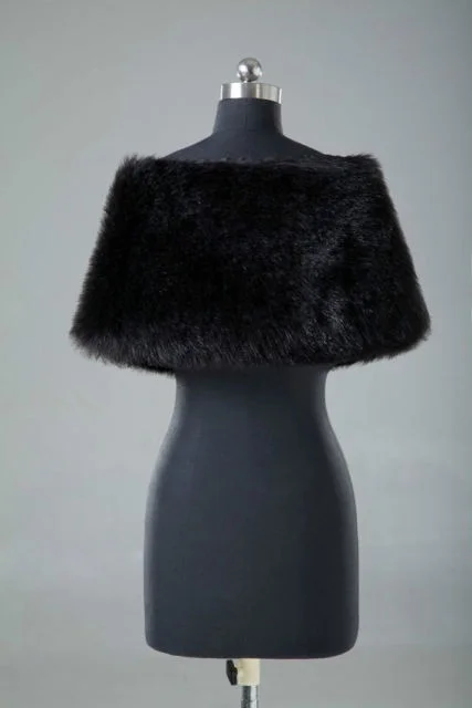 Black Faux Fur Bridal shrug Wedding Cape Coat Shawl Party Ribbon Bow Wrap Stloe Bolero wedding shawl lace bolero jacket