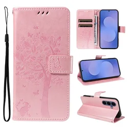 Luxury Leather Flip Case with Holder and Wallet Stand - Premium Phone Cover - S24 FE (Rose Gold)