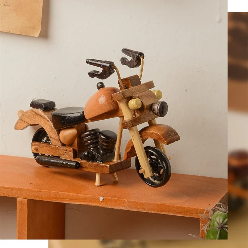 Wooden Home Office Decoration Crafts | Motorcycle Figurine