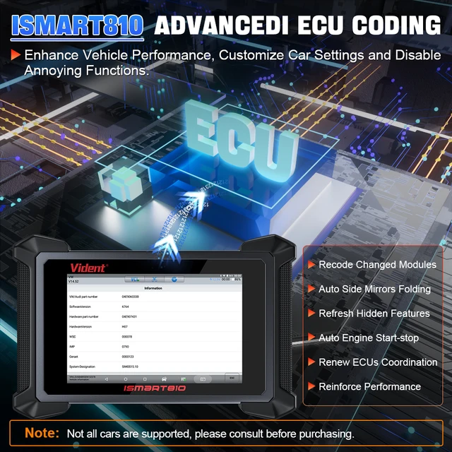 2025 VIDENT iSmart810 Car Diagnostic Tool Topology Map Scanner Bidirectional Scan Tool ECU Coding Key Programming 40 Resets 4