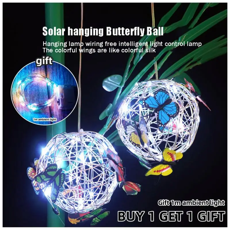 

Butterfly Ball Light Outdoor Solar Waterproof Garden Buildings Decorative Lamp Home Party Decoration Tools Home Accessories