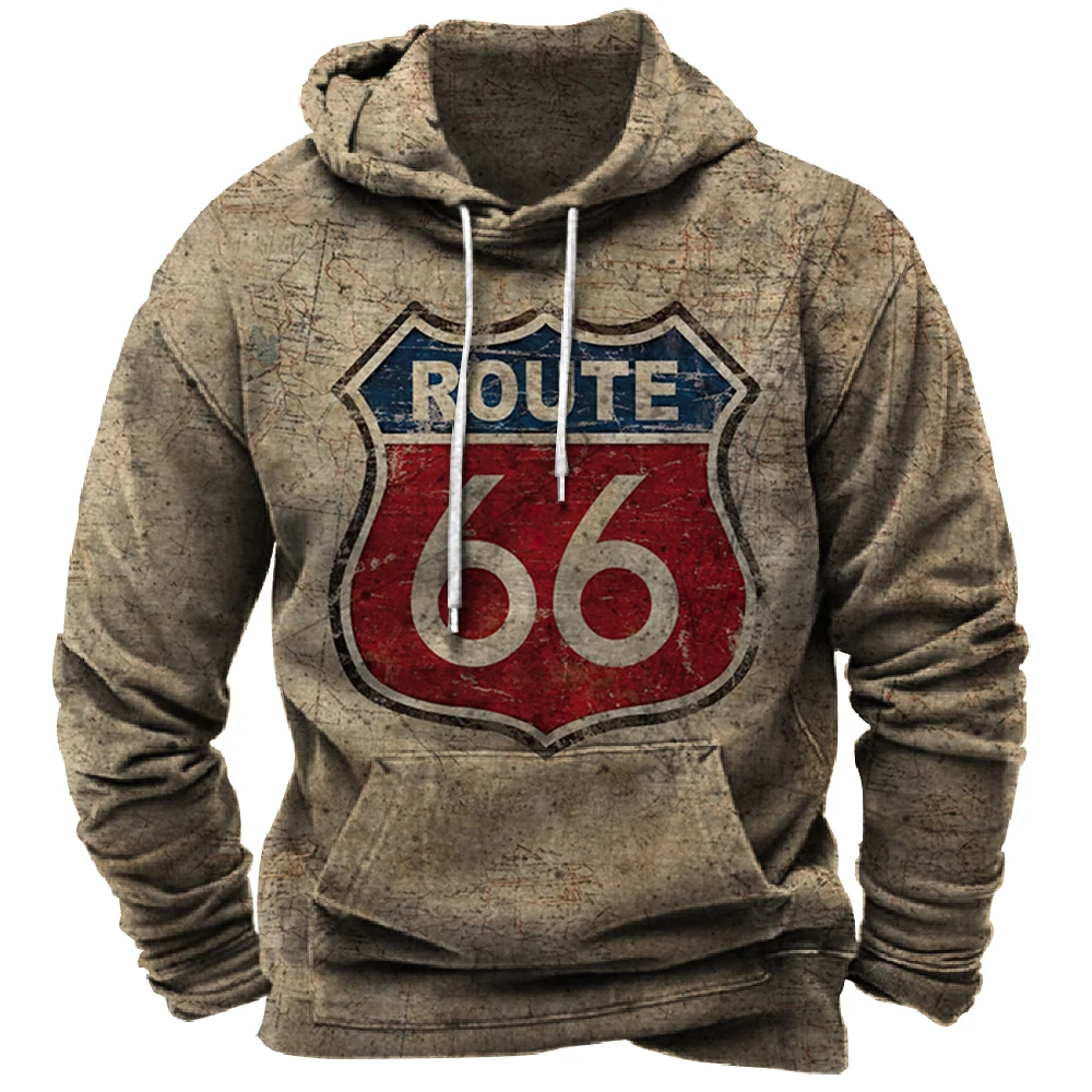 Винтажная Толстовка Route 66, худи с 3d принтом, модные толстовки, свитшоты для мальчиков и женщин, мужские спортивные костюмы, мужская женская одежда