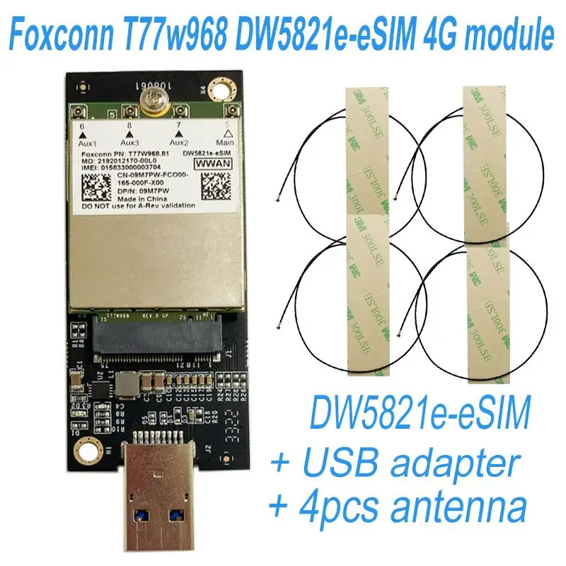 E-sim X20 Lte Cat16 1gbps Fdd-lte Tdd-lte 4g Módulo para Dell Dell 5420 5424 7424 7400 7210 T77w968 Dw5821e