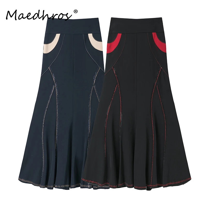 Female Clothes Special Stitching Tailored Women's Bottoms Women Skirt Plus Size Ladies Party Long Skirt New Fashion Luxury Dress vintage long skirt women special asymmetric high waisted skirt elegant party women s dresses a line female clothing maxi skirt