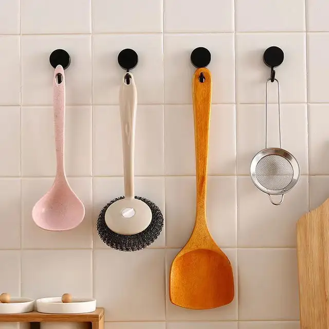 Crochet mural auto-adhésif solide sans perçage, 10 pièces, sac de manteau, porte de salle de bains, porte-serviettes de cuisine, crochets, accessoires de rangement à domicile 5