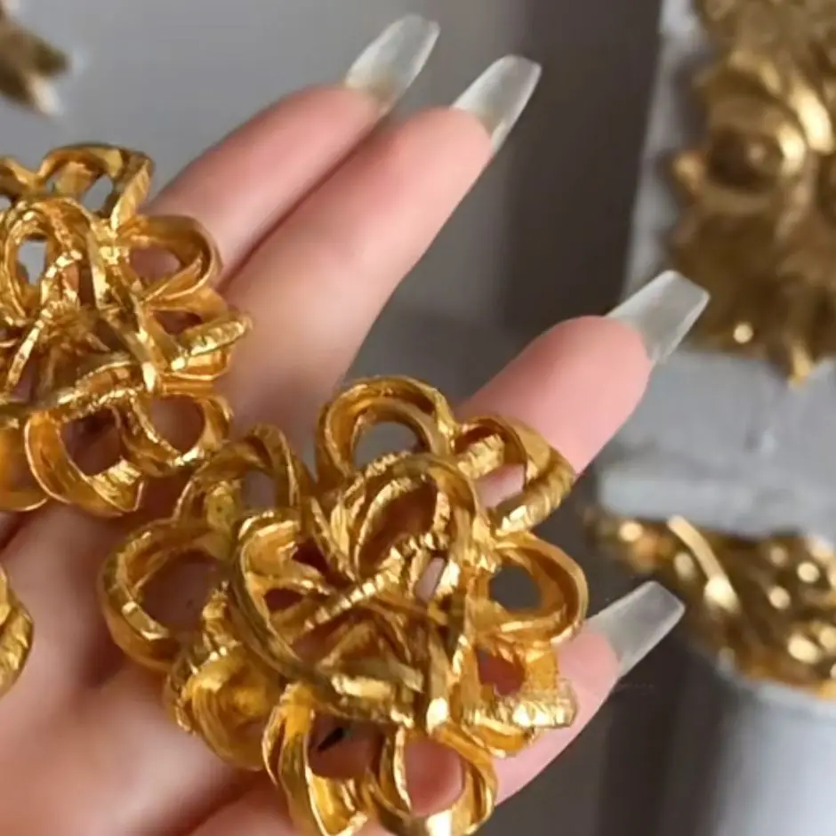 Vintage Big Cutout Flower Stud Earrings For Women Jewelry Runway Party T Show Fancy Trendy Boho INS Japan Korea