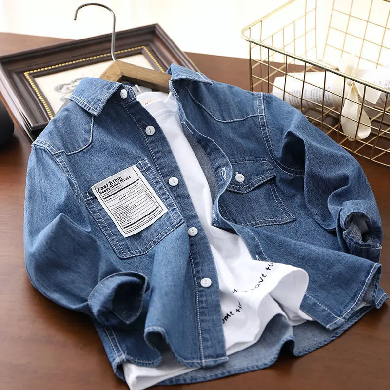 

Shirts Autumn Baby Girl Boys Clothes for Boys Denim Shirt Infant Toddler Tops Shirts Kids Clothing Outerwear Kids Jackets 3-12Y