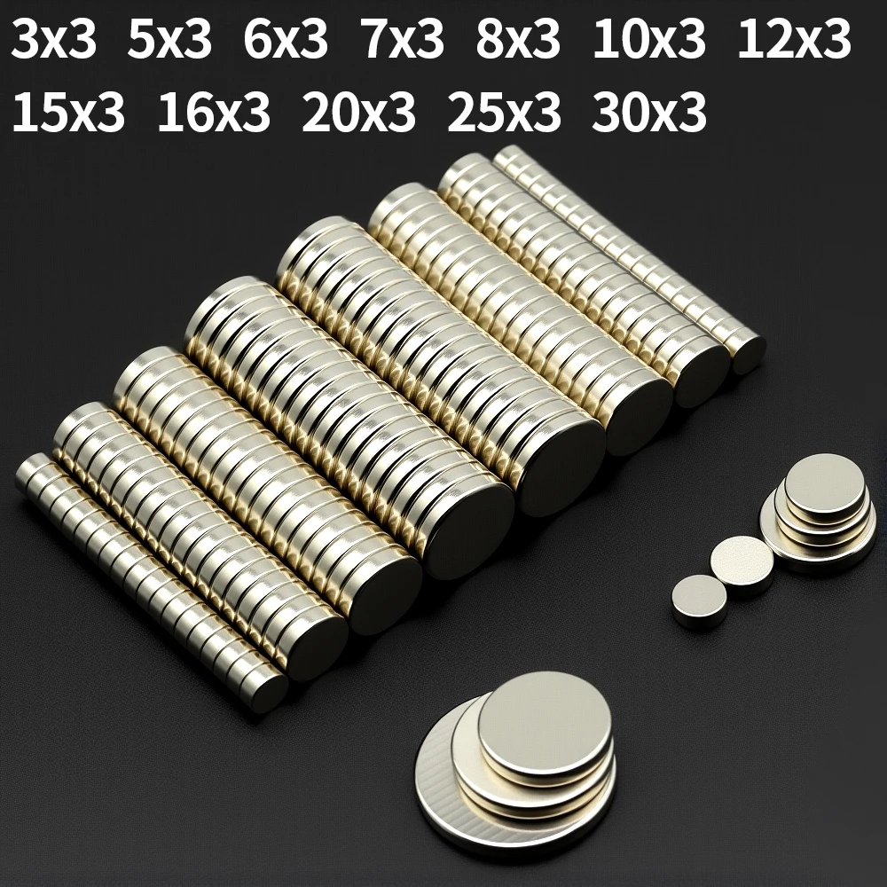 5/6/8/10/12/15/20/25 x 3 mm runder superstarker Magnet, leistungsstarke Neodym-Magnete, N35 NdfeB, permanentmagnetischer Imanes-Kühlschrank – Detail 1