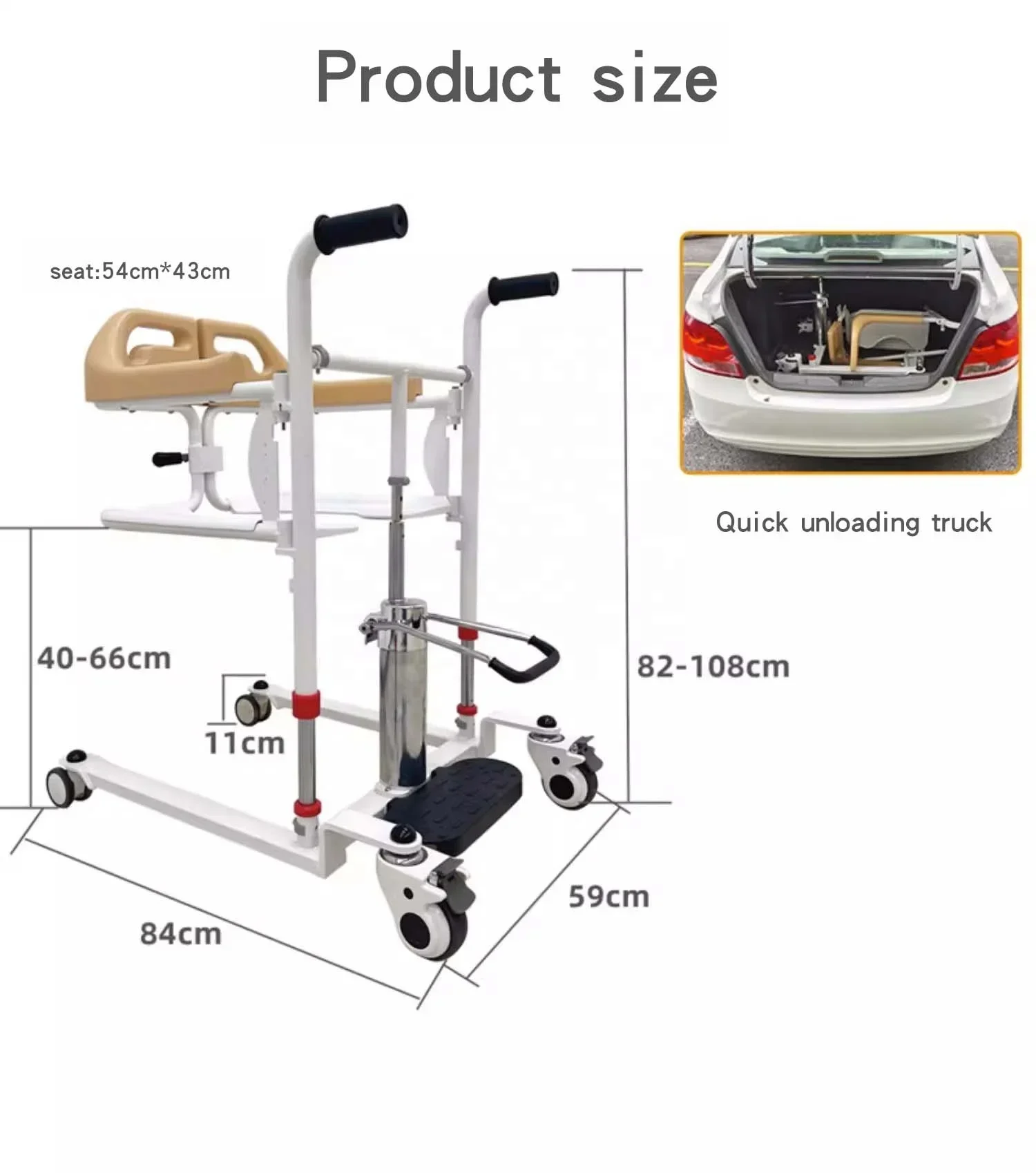 Electric Patient Transfer Lift Chair Commode Home Use for Disabled Elderly Paralysis Patient 2