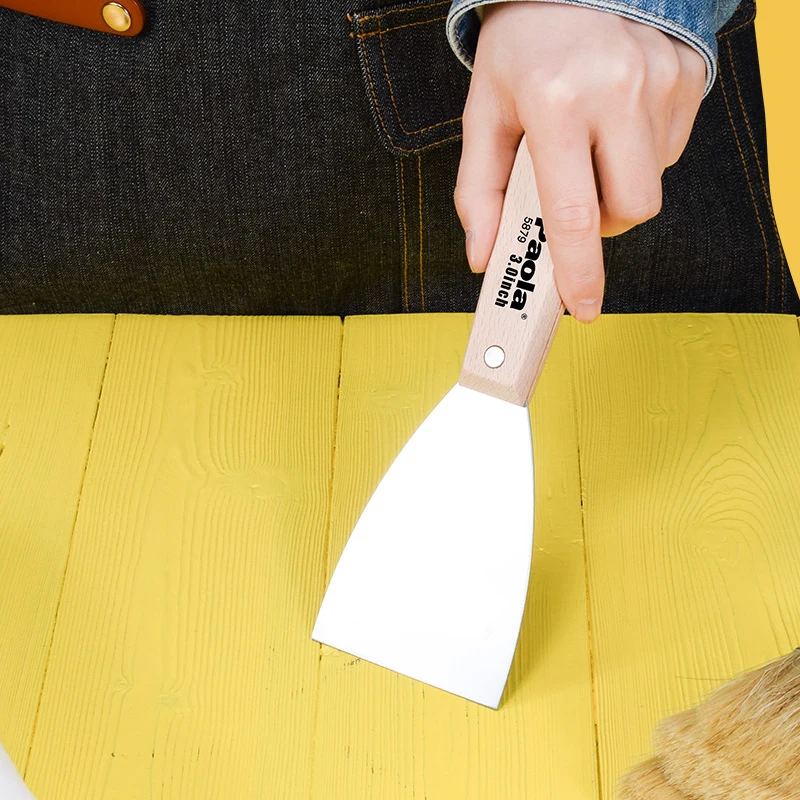 Paola wood handle putty knife 3-inch stainless steel scraper cleaning scraper 3