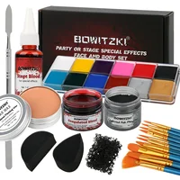 Bowitzki Halloween Makeup Special Effects Oil Face Body Paint Fake Blood Scar Wax Charred Ash Powder with Sponges Brush 1