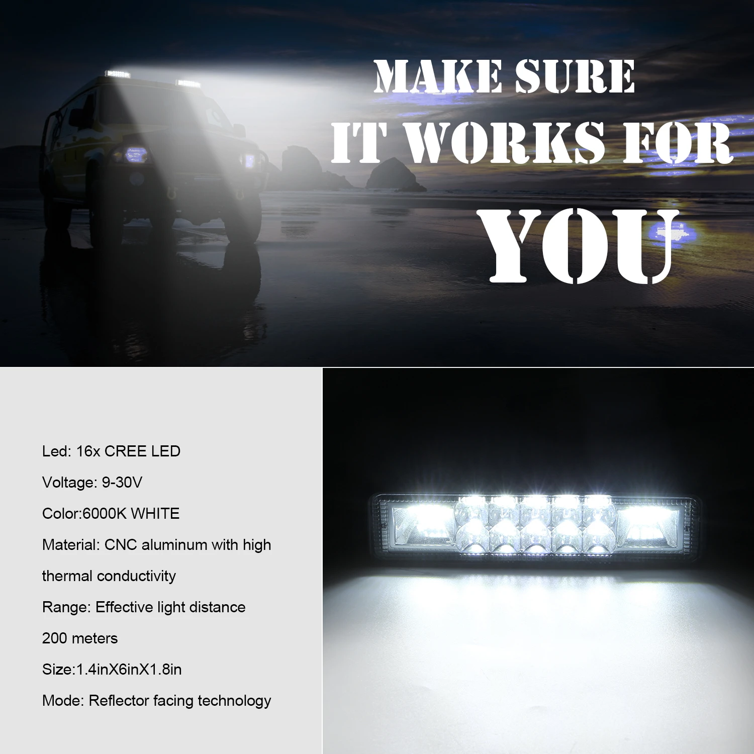 Car 6/15/20inch LED Lighthouse Led Work Light Bar Flood/spot Mixed Beam Off Road
