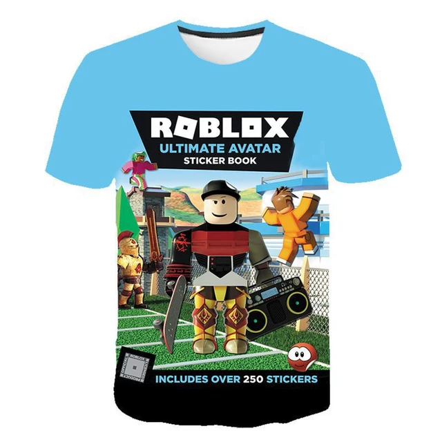 Roblox-camiseta bidimensional de algodão fino para meninos e meninas, terno  e chapéu de manga curta, animação periférica, melhor presente, novo