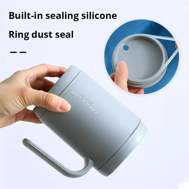 Plastic Cup 1pc Grey Creative PP Liner Drinking Cup Portable Office Large Capacity Covered Milk Coffee Cup for Kitchen Travel