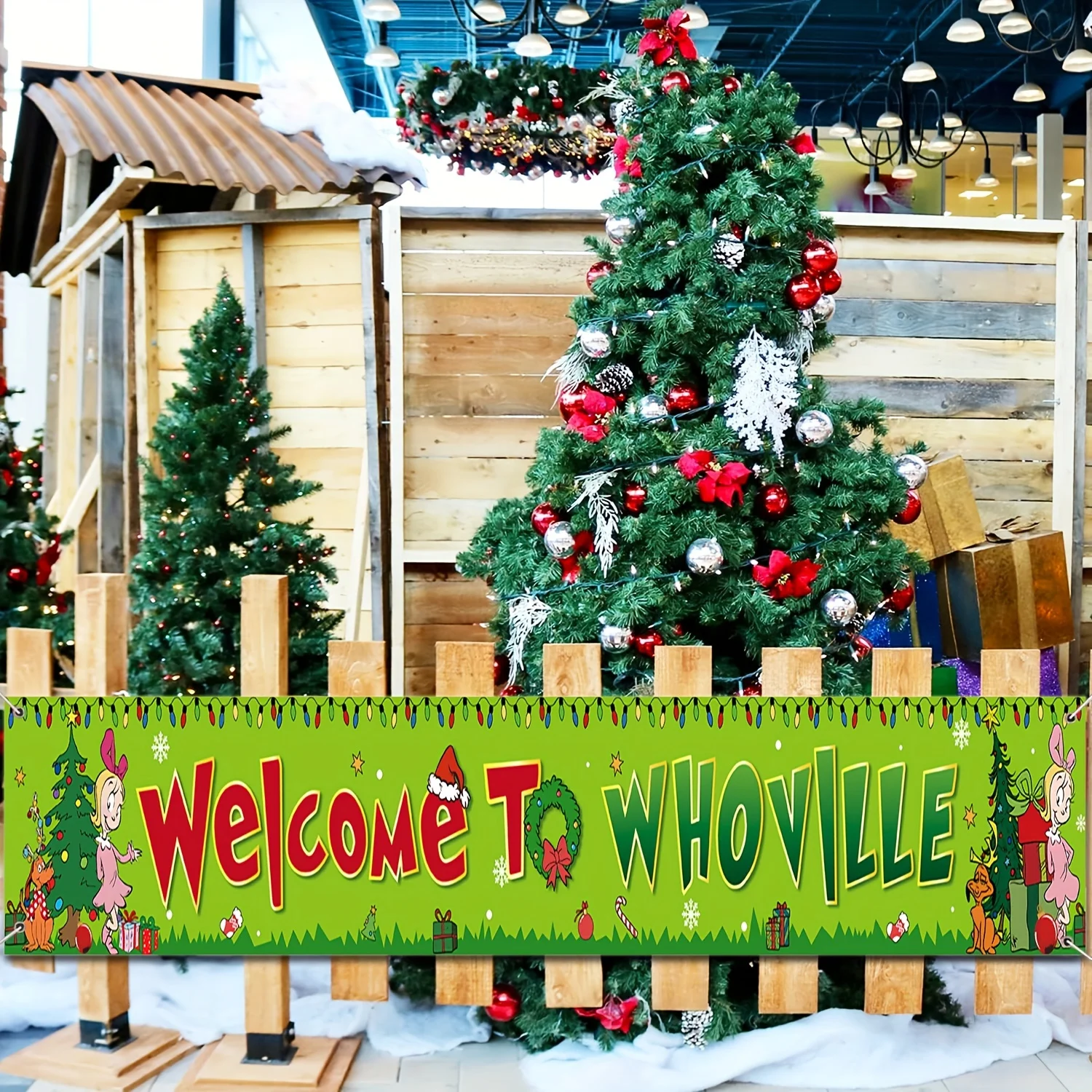 Nepnuser 'Welcome To Whoville' Zaunbanner – 0,5x2,5m Grinch Weihnachtsdeko Für Garten, Zaun & Haus