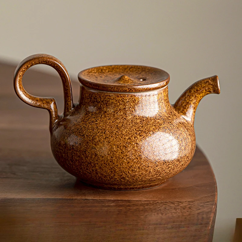 Teapot single pot to make Household ceramic retro handmade high-end tea set Tea room meeting guest Kung Fu tea setutensils