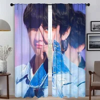 B-BTS Halloween Decoration Home Interior Curtains for Living Room Shades Tulle for Bedroom Partition Blackout Curtain Kitchen 1