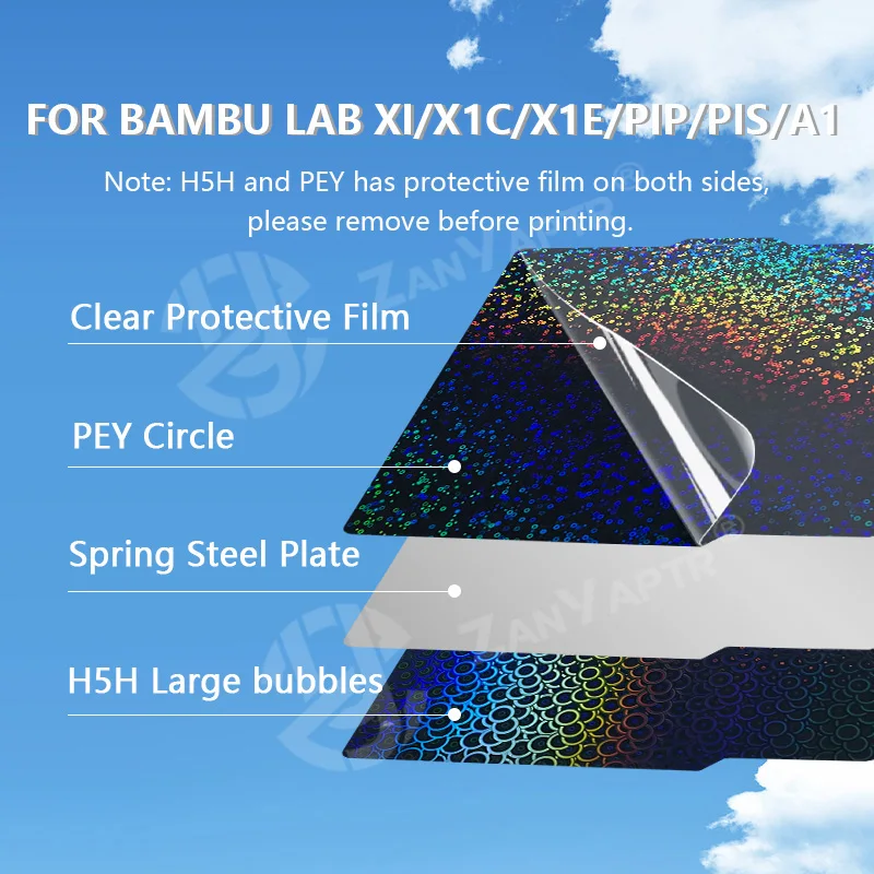 Bamblab 빌드 플레이트 P1s 용수철 스틸 시트용 H5H PEY 플레이트, P1s 대나무 랩 Bamblab X1 A1, 257x257