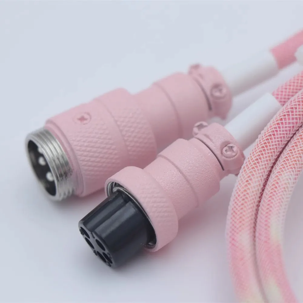 Cabo Enrolado do Aviador Usb-c Gradiente Personalizado do pó do Pêssego para a Linha Mecânica do Teclado Usb ao Conector do tipo c - Imagem 3