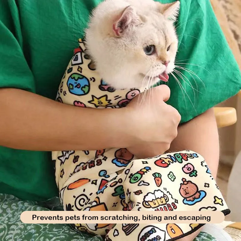 Cat Grooming Fixed Cloth Self-adhesive Fabric Wrap Anti Scratch Bite Nail Clipping Ear Cleaning