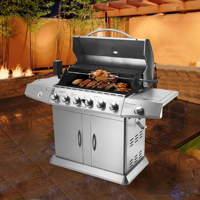 

Stainless steel carbon-gas dual-purpose courtyard barbecue grill outdoor gas barbecue grill home villa barbecue BBQ.