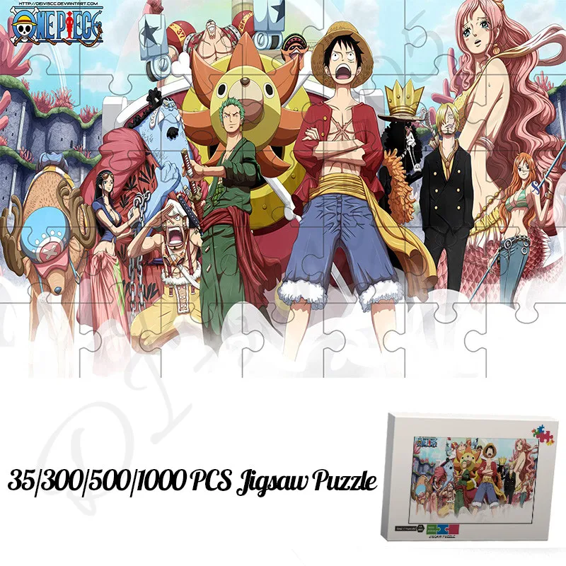 One Piece Full Characters Puzzles for Kids Adults Classic Cartoon Anime 35 300 500 1000 Pieces Wooden Jigsaw Puzzles Unique Gift