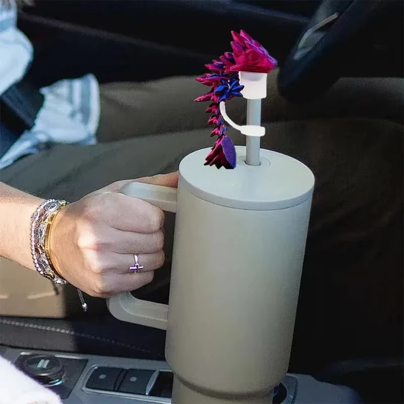 Dragon-Shaped Straw Caps, Suitable for 30 And 40-Ounce Straw Cups, Silicone Straw Tops Covered, Featuring 3D Printed Dragons