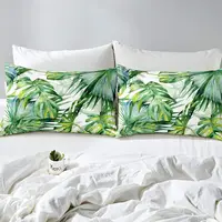 Tropical Bedding Tree Fitted Sheet Green Plant Palm Leaves Bed Sheet Set 3PCS Jungle Botanical Leaf Fitted Sheet for Room Decor 2
