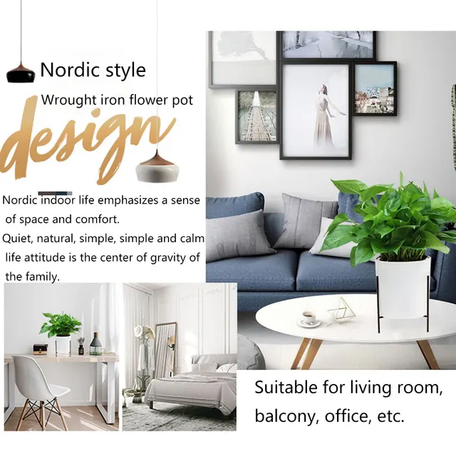 Beltéri Dekoratív Nappali Iroda Váza Húsos Ön Öntözés Otthoni Kert Erkély Vasállvány Zöld Ültetvényes Virágcserep - Image 5