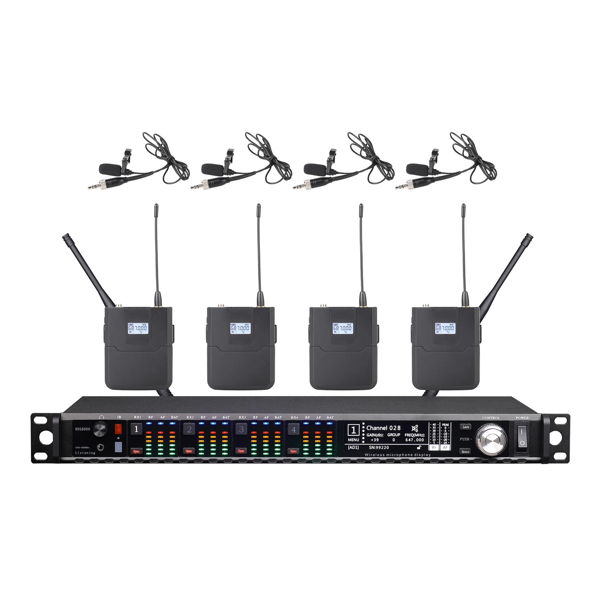 Leicozic 무선 마이크, 4 채널, 50mW, Axient 디지털 KSM9 캡슐 헤드셋, 라발리에 마이크, 무대 공연 마이크